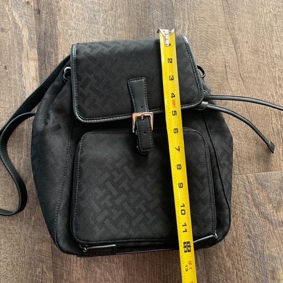 Talbots Black Flap Close Small Backpack Bag Leather - Picture 12 of 13